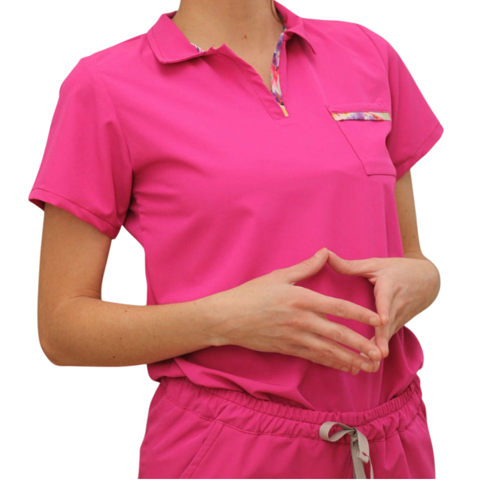 M Scrub Liso Cuello Polo Colores Creativos