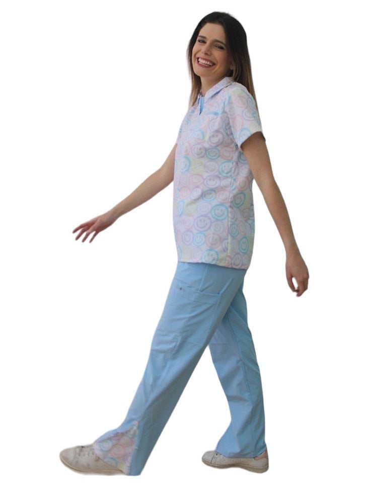 Scrub polo print Dama