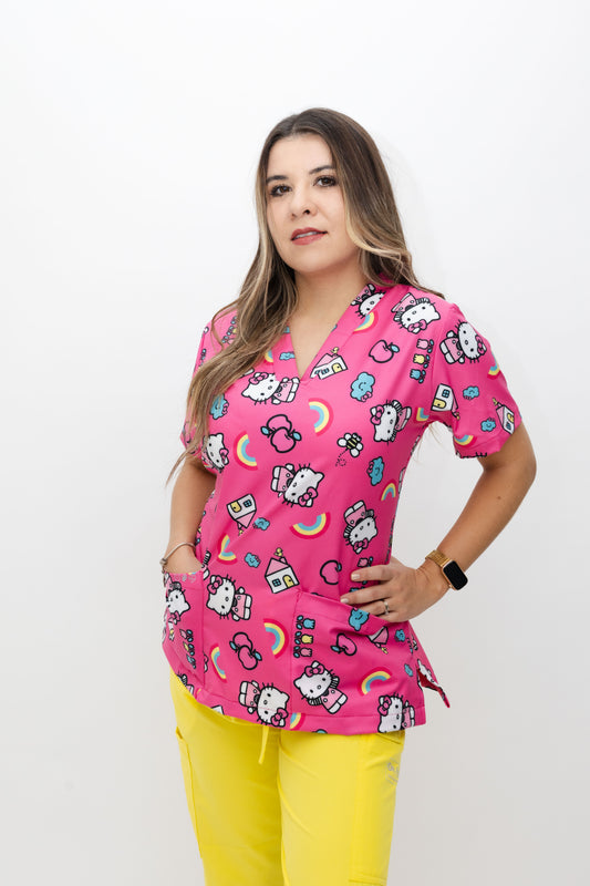 M Filipina Estampada Cuello V Estampados Clásicos